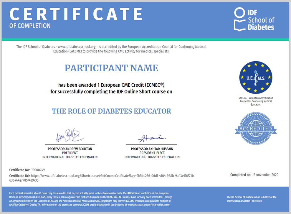 idf diabetes educator course)